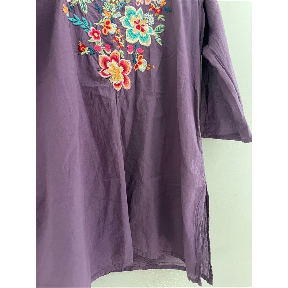 Johnny Was Tunic Cotton Floral Embroidery XL Boho Top - Picture 6 of 12